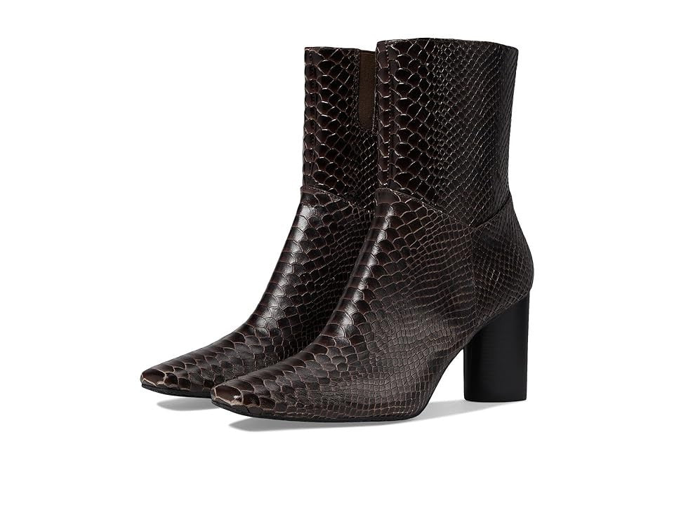 Женские темно-коричневые кожаные ботинки Donald Pliner Hinda Boots JOBB695 на блочном каблуке — фото 4