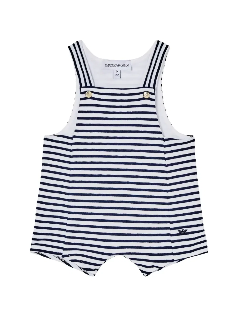Комплект из полосатого ромпера и футболки Emporio Armani Kids, синий — фото 3