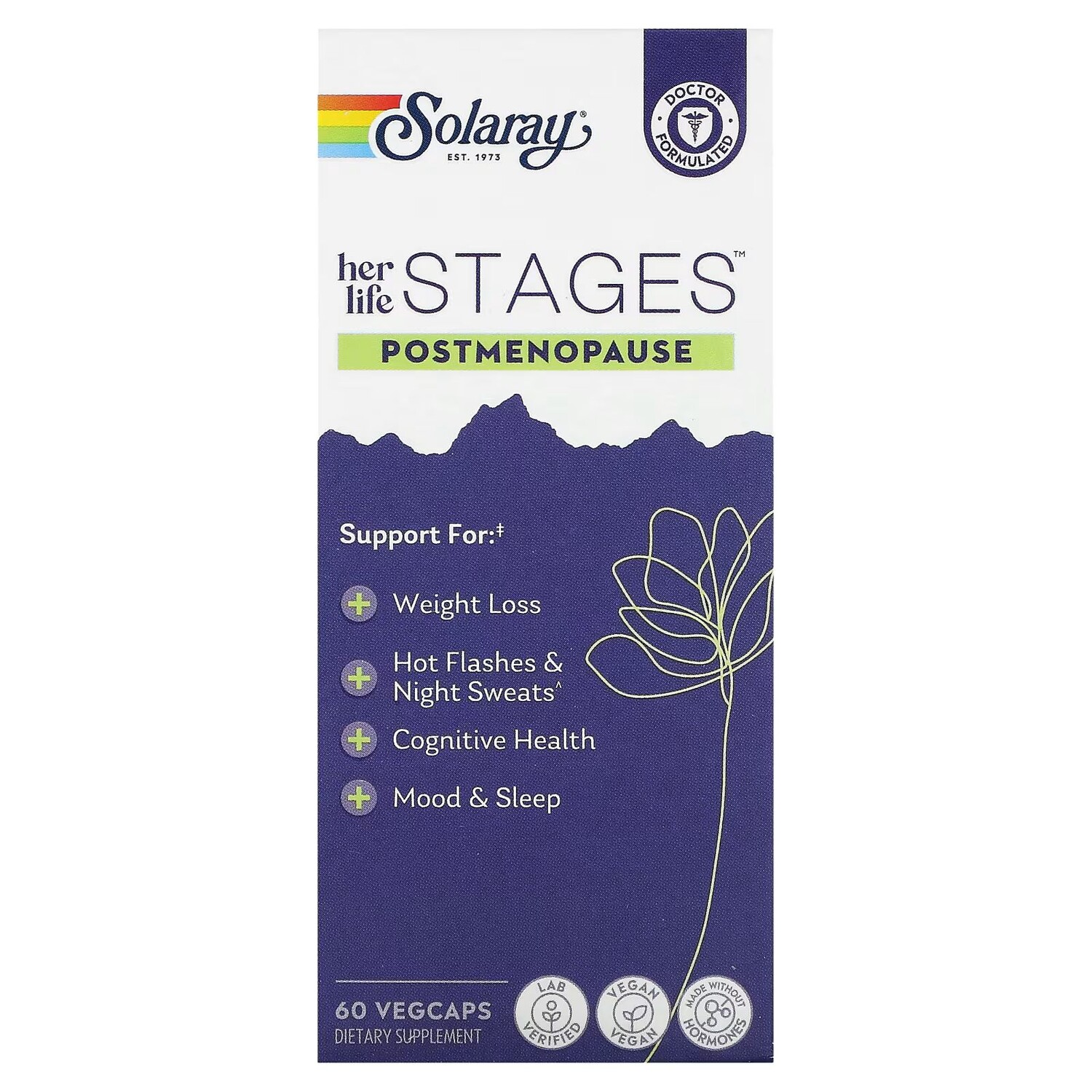 

Her Life Stages, Постменопауза, 60 растительных капсул Solaray