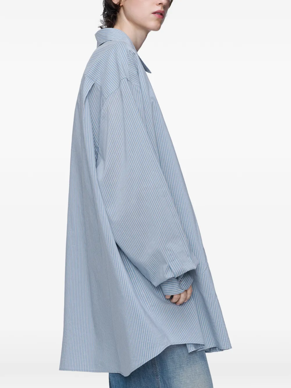 Полосатая рубашка с длинными рукавами MAISON MARGIELA, синий — фото 4
