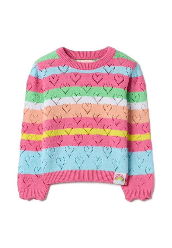 Джемпер в полоску и с сердечками, прямого кроя. Ovs, Pink Light Blue