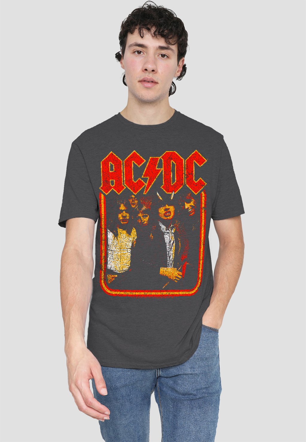 

Футболка с принтом ACDC GROUP DISTRESSED Cotton Soul, антрацит