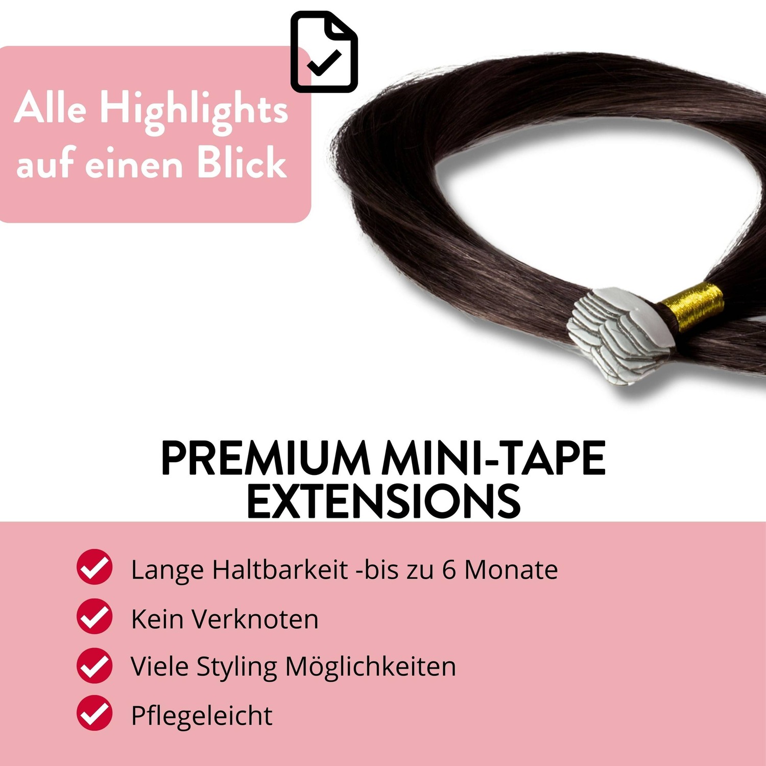 Накладные волосы mini tape extensions premium echthaar #5/0 hellbraun Hair2Heart, 50cm, количество 12 шт. — фото 3