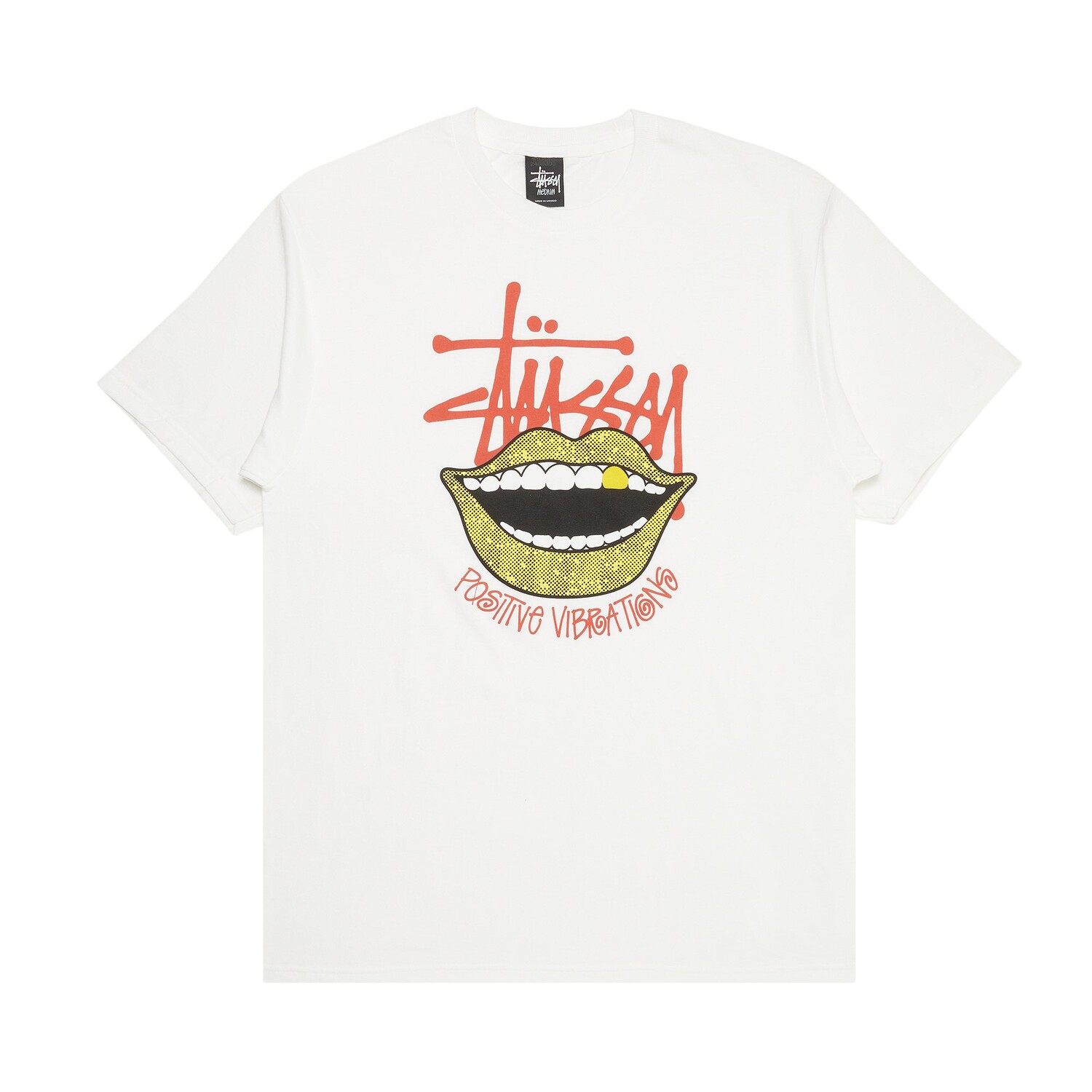 

Футболка Stussy Positive Vibrations Smile, белая, Белый, Футболка Stussy Positive Vibrations Smile, белая