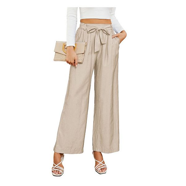 

Женские брюки с широкими штанинами и высокой посадкой Yesfashion, Khaki