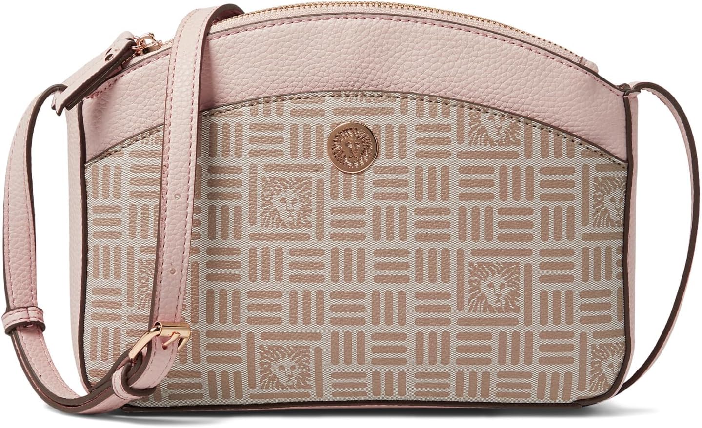 

Сумка кросс-боди Anne Klein Tile Lion Logo Double Zip Crossbody, цвет Truffle/Gardenia/Shell Pink