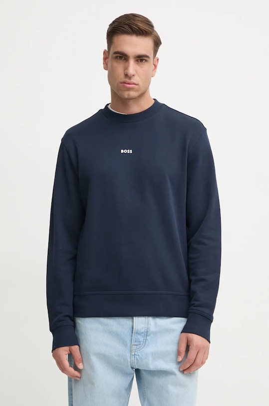 

Хлопковая толстовка Boss Orange, темно-синий