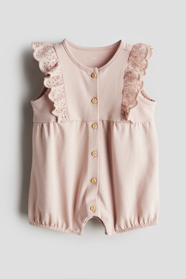 

Хлопковый комбинезон с английской вышивкой H&M, розовый