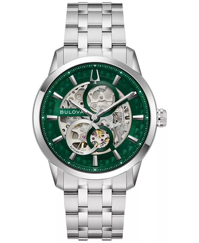 

Мужские классические часы Sutton Automatic с серебристым стальным браслетом 40mm Bulova