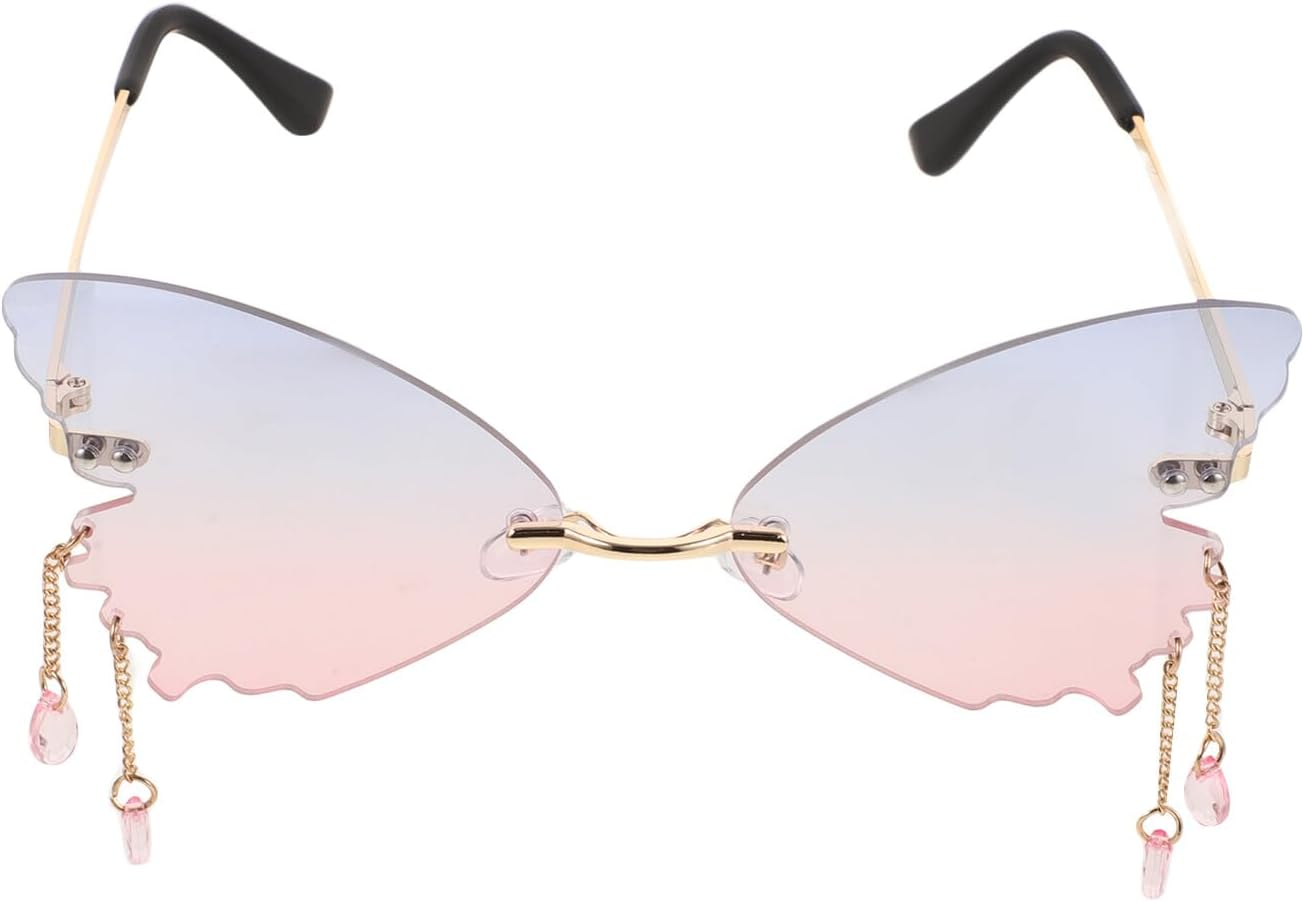 

Женские солнцезащитные очки «Бабочка», модные линзы с голубым и розовым градиентом и золотая оправа, очки для вечеринок, пляжного и уличного стиля TINEASUR, Multi -Size:14