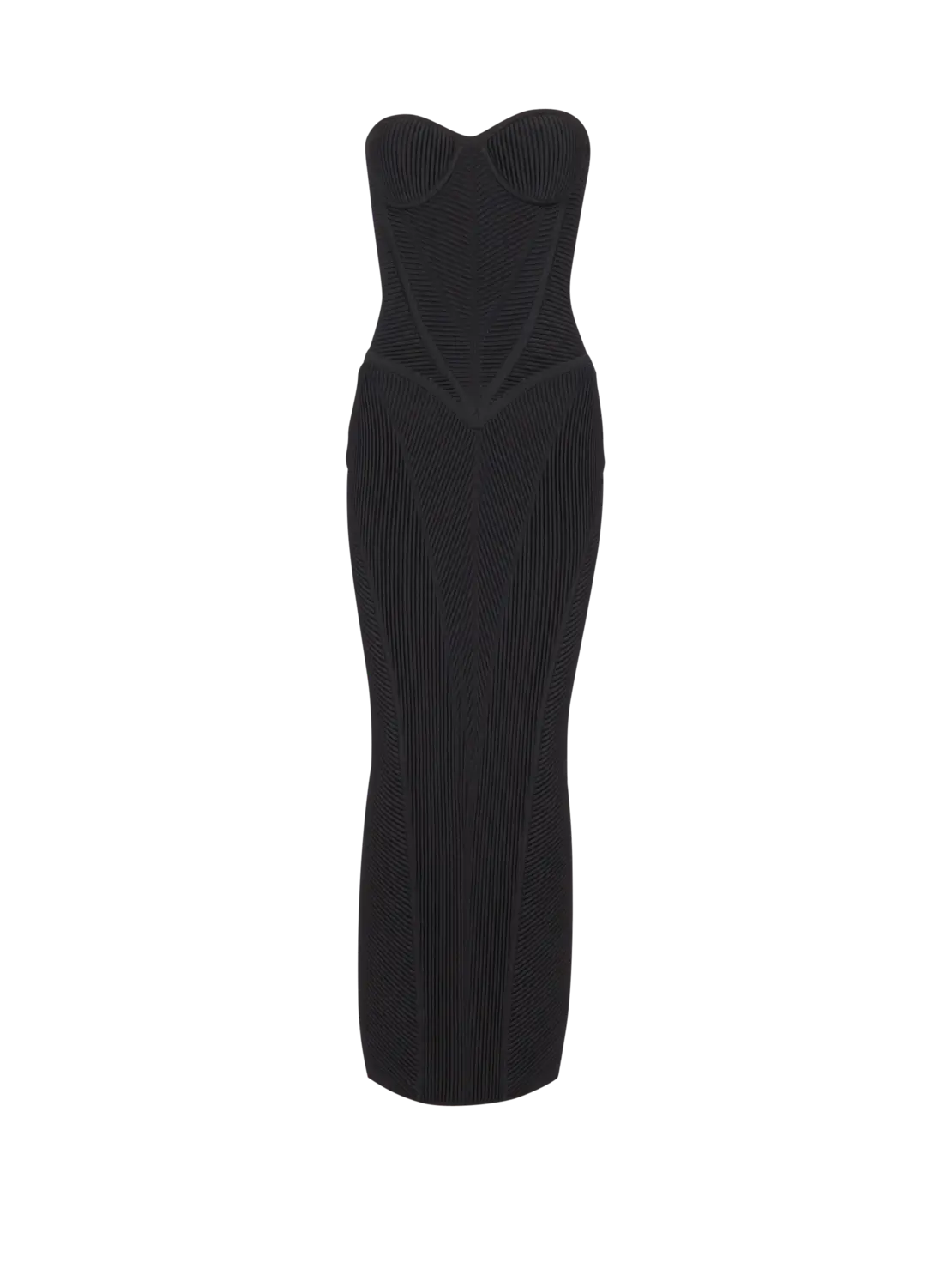 

Длинное вязаное платье без бретелек Balmain, черный