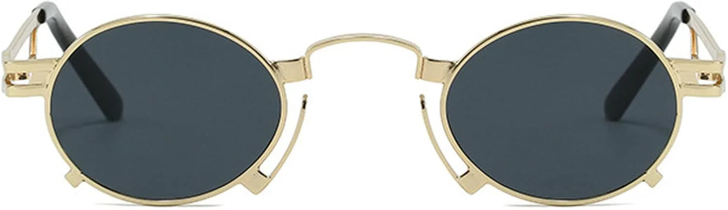

Металлические круглые солнцезащитные очки для женщин, модные маленькие панк-очки для мужчин, модные очки с защитой от УФ-излучения UV400 mincl, Gold Black
