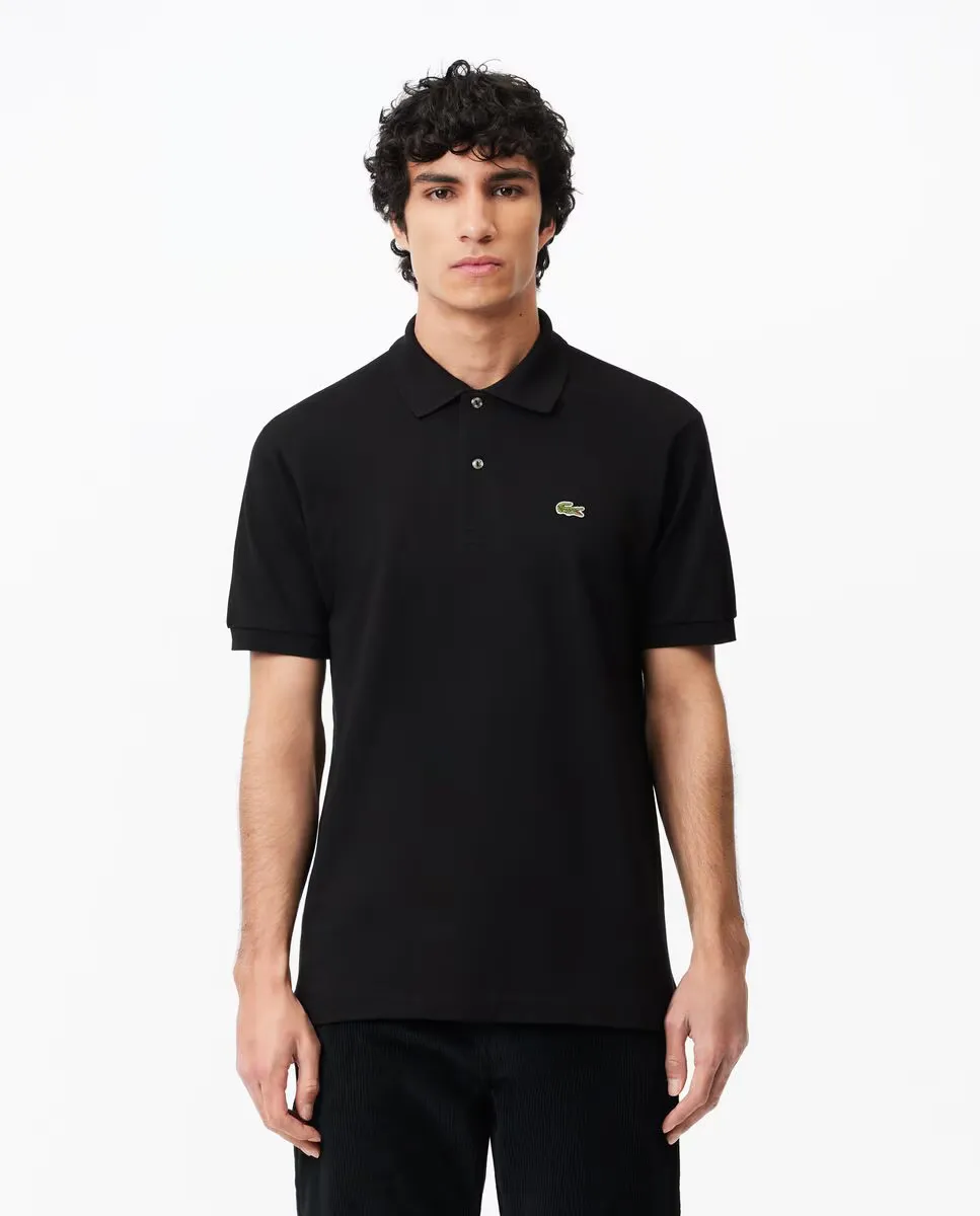 

Классическая мужская поло из оригинального пике с коротким рукавом Lacoste, черный