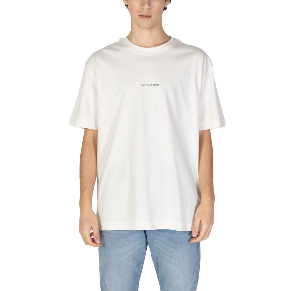 

Бежевая хлопковая футболка Calvin Klein Jeans