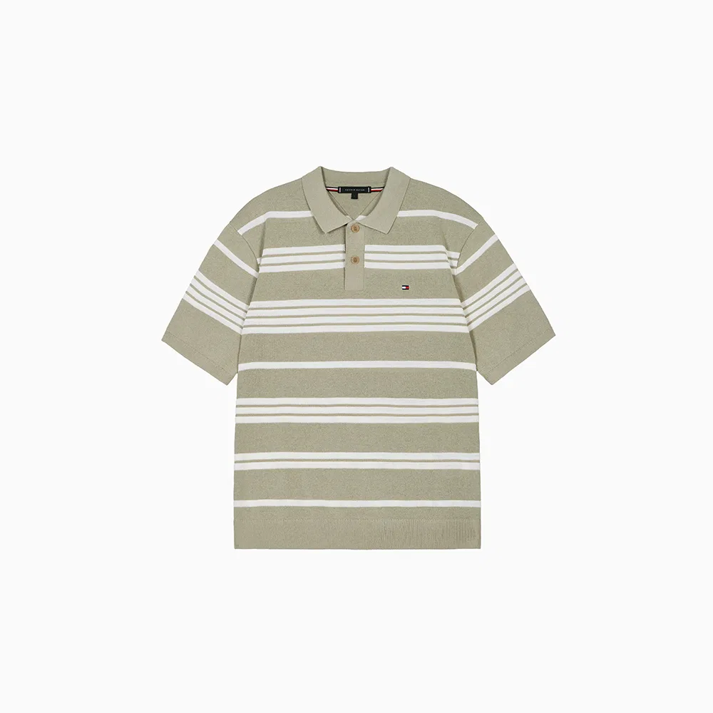 Мужская рубашка-поло из смесового хлопка, цвета хаки, от Tommy Hilfiger — фото 2