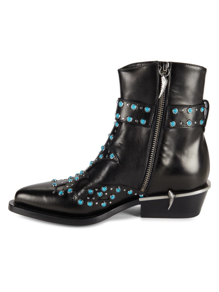 Ботильоны из кожи с отделкой Roberto Cavalli, черный — фото 4