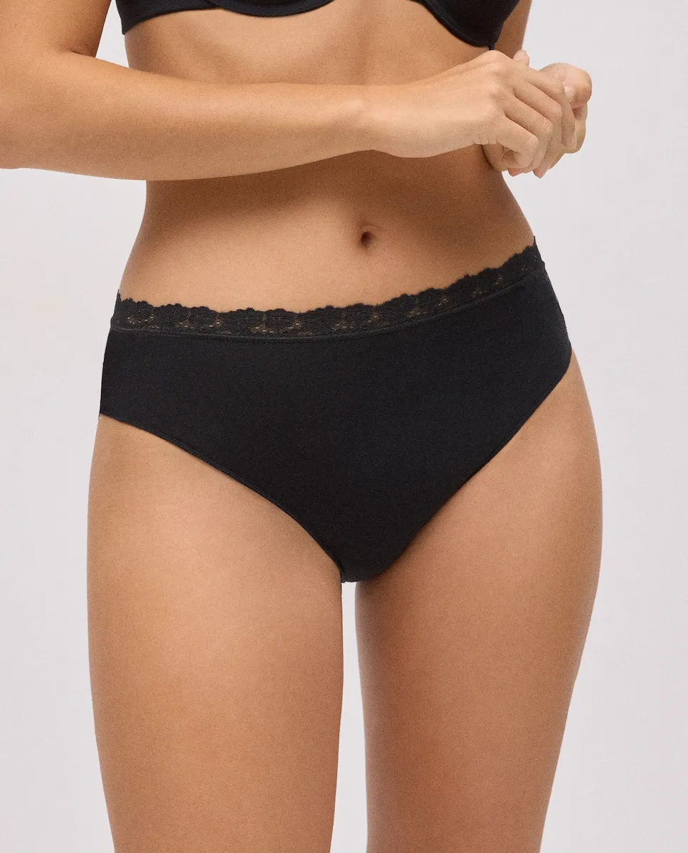

Миди-трусы из хлопка с кружевом YSABEL MORA Ysabel Mora, черный