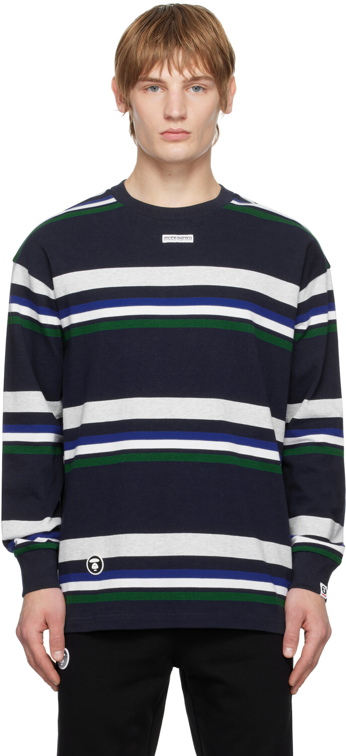 

Футболка с длинным рукавом «AAPE NOW» AAPE by A Bathing Ape, темно-синий