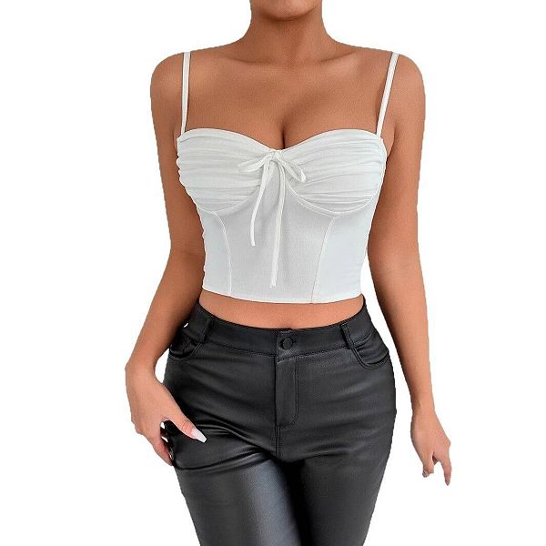 

Женский топ без рукавов с лямками-спагетти и бантом на спине Yesfashion