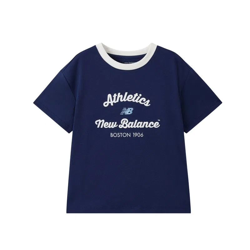 Футболка хлопковая с круглым вырезом New Balance темно-синяя