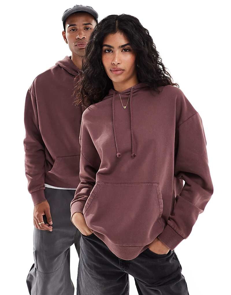 

Базовая худи бордового кислотного цвета ASOS DESIGN свободного кроя