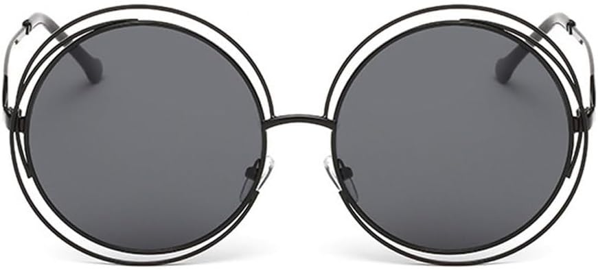 

Винтажные женские круглые солнцезащитные очки, модные женские солнцезащитные очки в металлической оправе с большими линзами, женские защитные очки TKKTLLT, Black-black