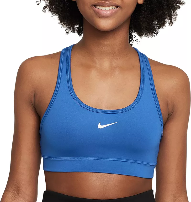 

Спортивный бюстгальтер Swoosh Nike Pro Dri-FIT для девочек, цвет Game Royal