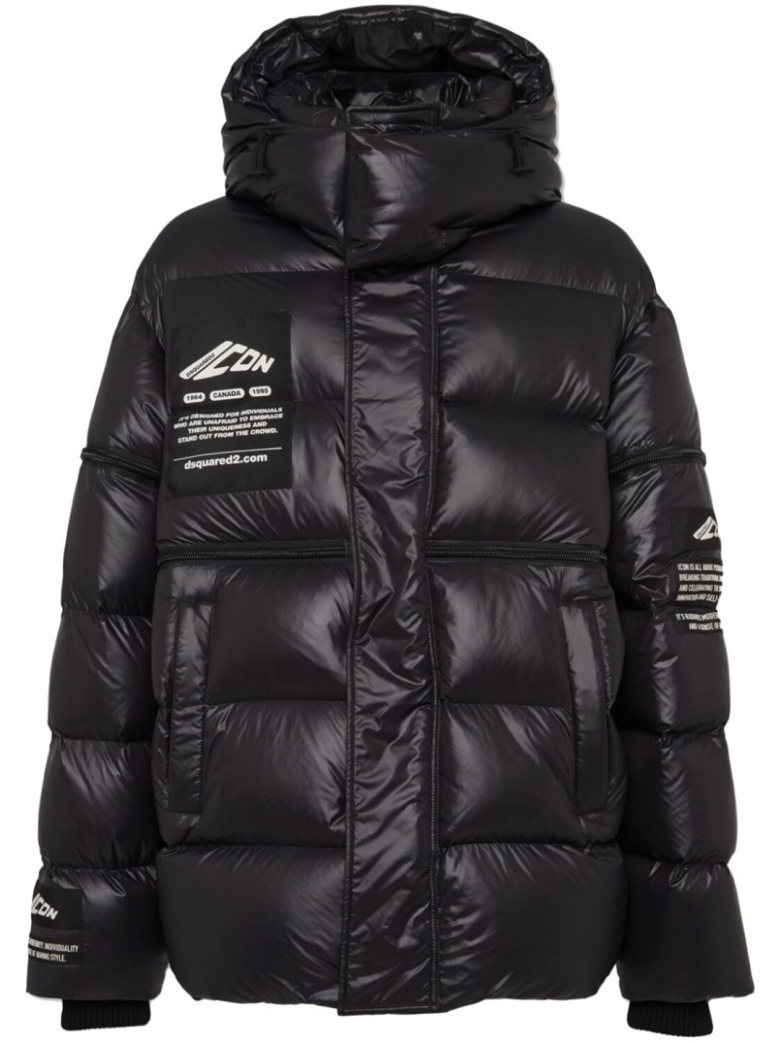 

DSQUARED2 пуховик с нашивкой-логотипом, черный