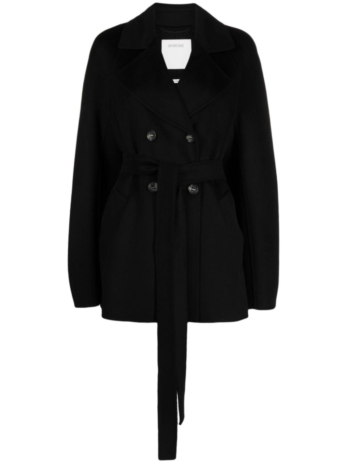 

Двубортный жакет с поясом Sportmax, черный