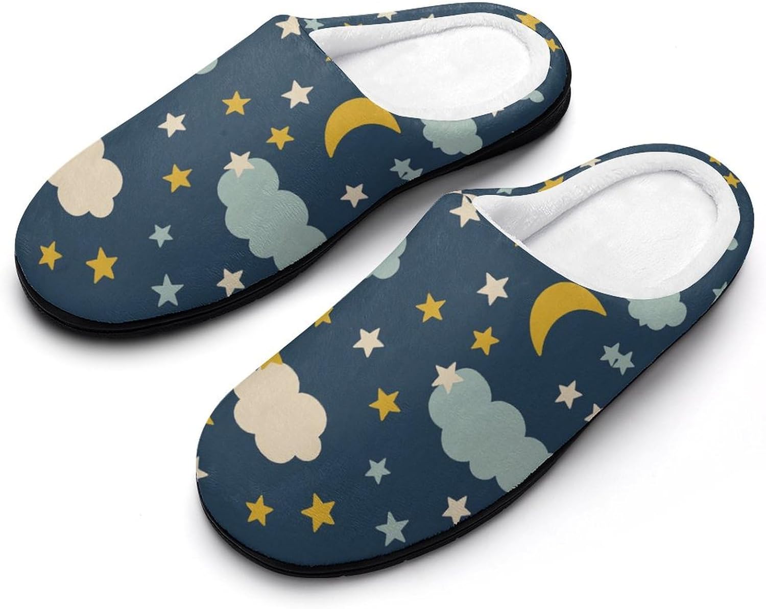 

Мужские хлопковые тапочки с тропическими яркими цветами и листьями, для дома и улицы, теплые, уютные, мягкие, с нескользящей подошвой Daihanle, Cartoon Moon Star and Cloud
