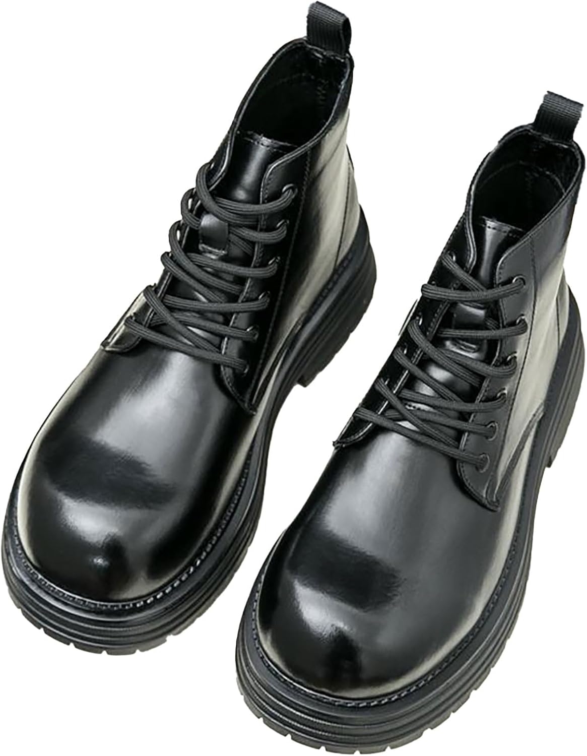 

Мужские платформенные ботинки Челси на шнуровке, удобные, ретро, с широким круглым носком, низким каблуком, деловые, массивные короткие ботинки для работы Xhognls, черный