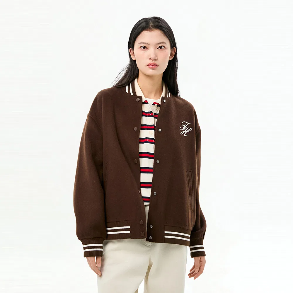 Женская шерстяная куртка-бомбер коричневая от Tommy Hilfiger Women