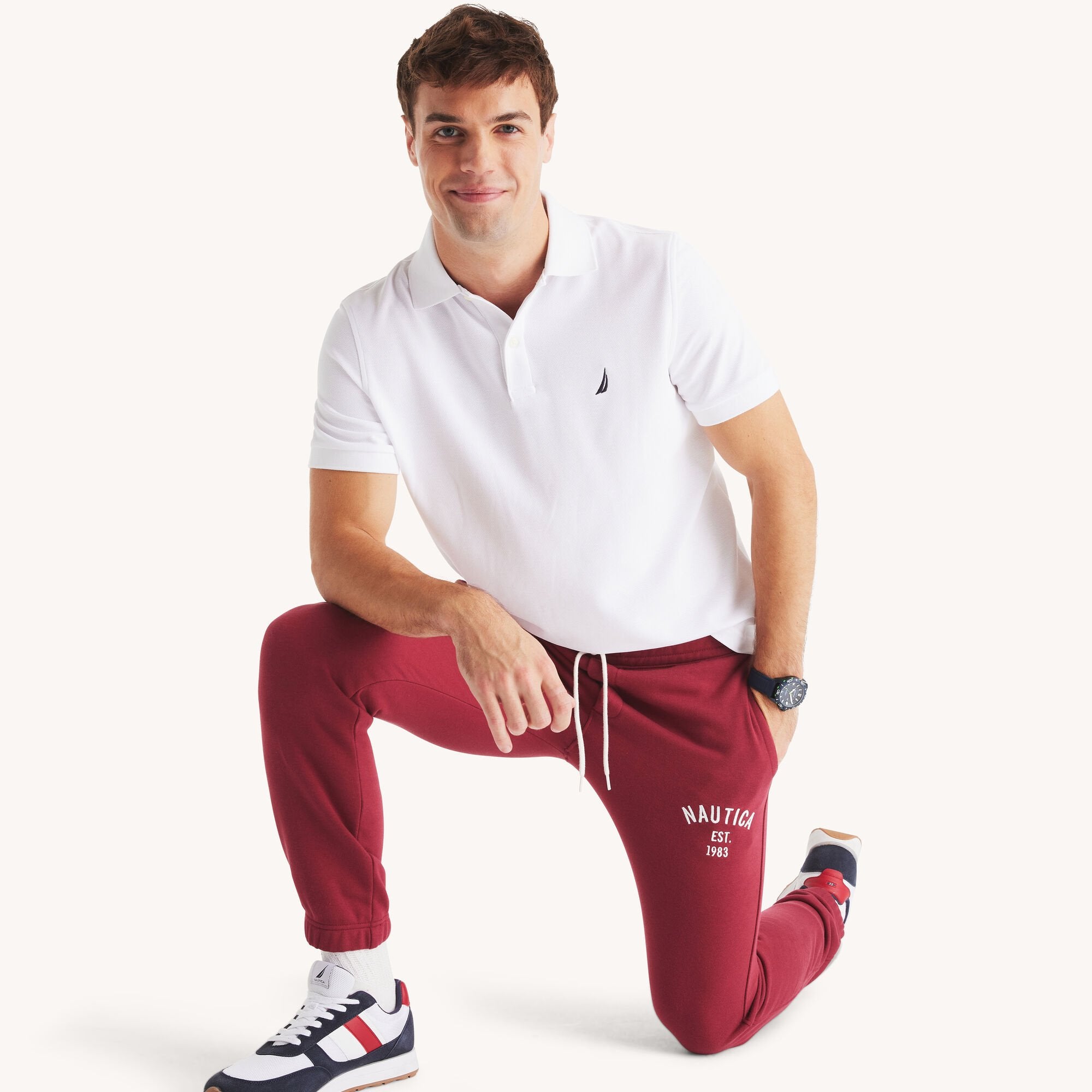 

Мужские флисовые джоггеры Nautica, цвет autumn berry