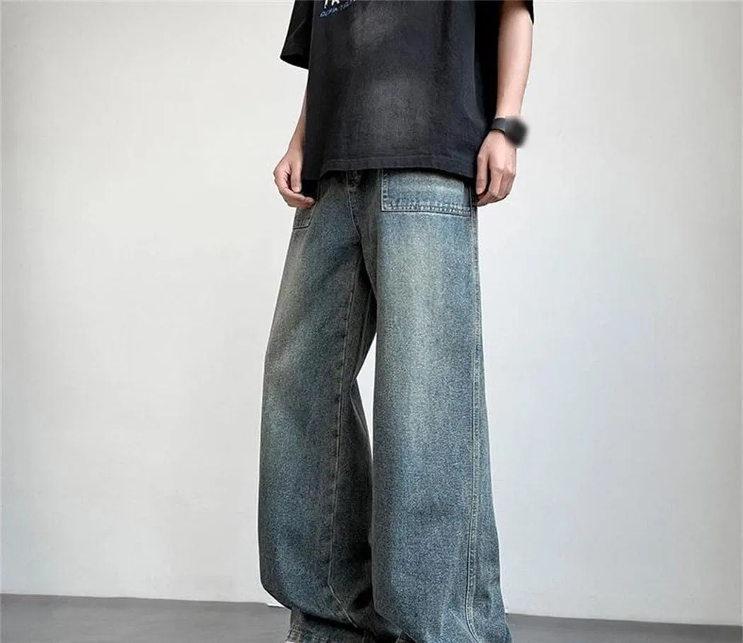 Джинсы прямые широкие Vintage Washed, джинсовая ткань, 3 — фото 3