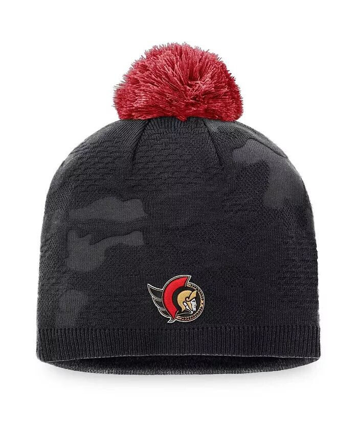 

Женская черная шапка-бини Ottawa Senators Authentic Pro Team для раздевалки с помпоном Fanatics