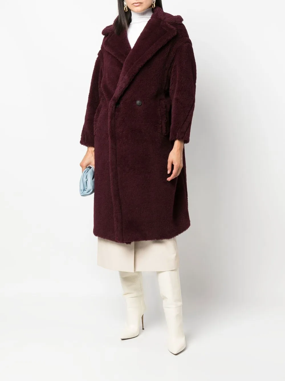 Двубортное пальто из шерсти Max Mara, фиолетовый — фото 2