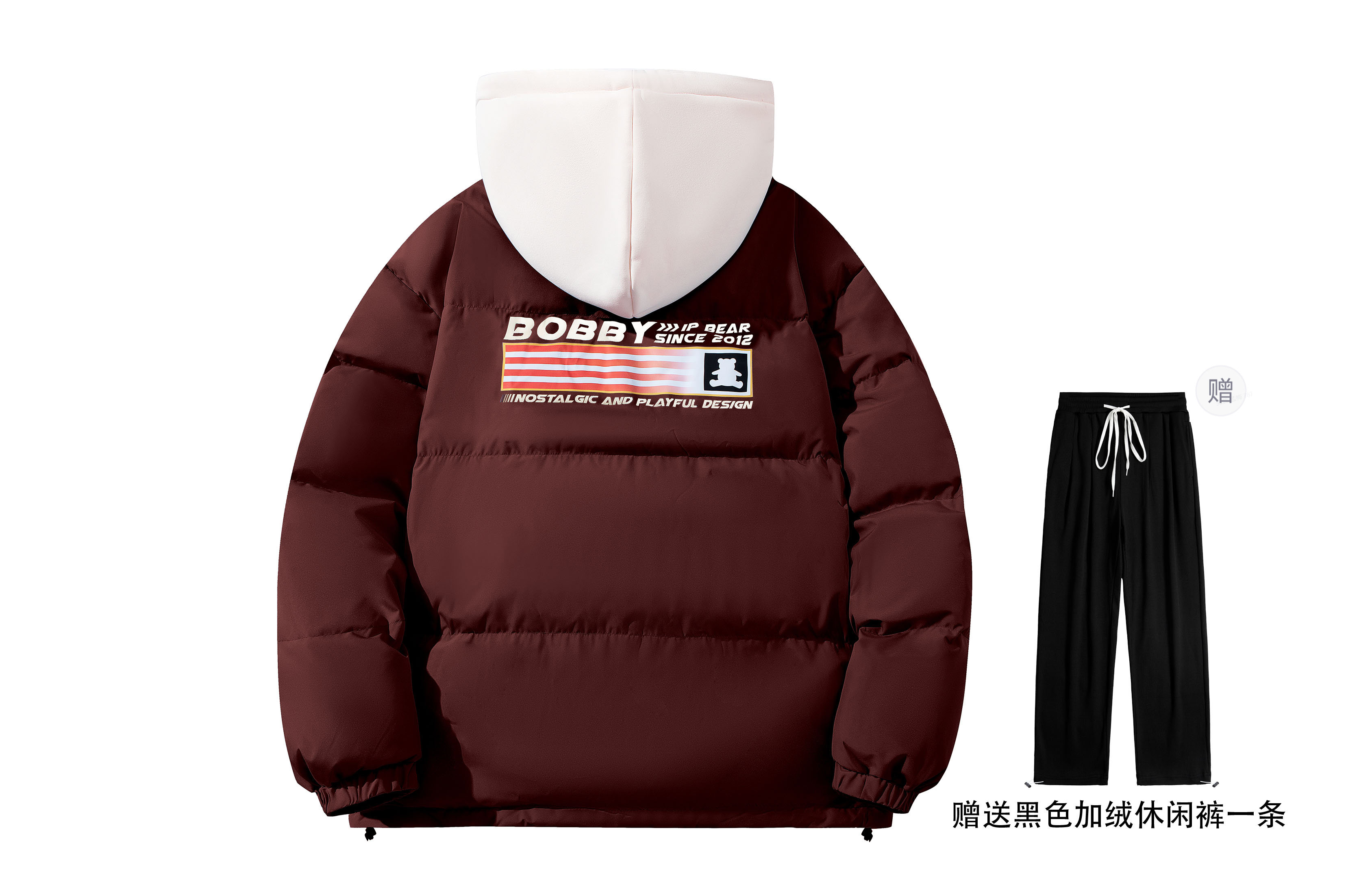 

BOBBY ABLEY Унисекс пуховик, Burgundy (Comes with Fleece-Lined Casual Pants)