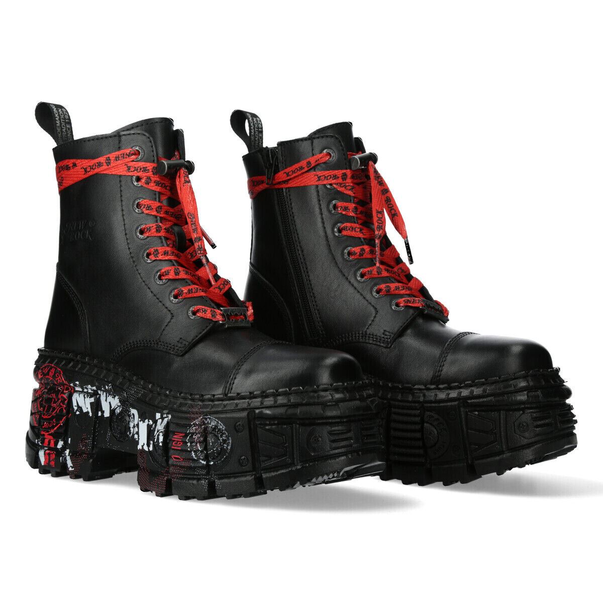 Новые рок-панк платформенные кожаные ботинки-WALL126CCT-C1 New Rock, черный — фото 2