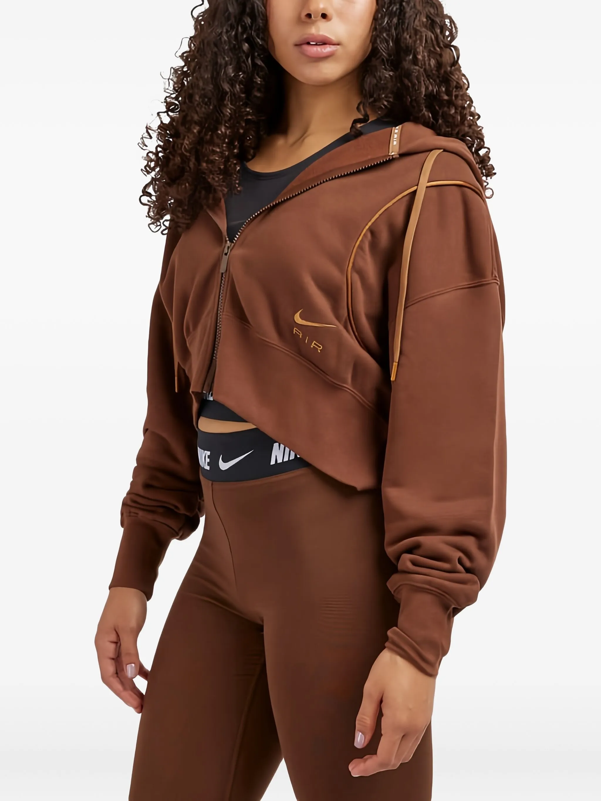 Флисовое худи на молнии Nike, коричневый — фото 2