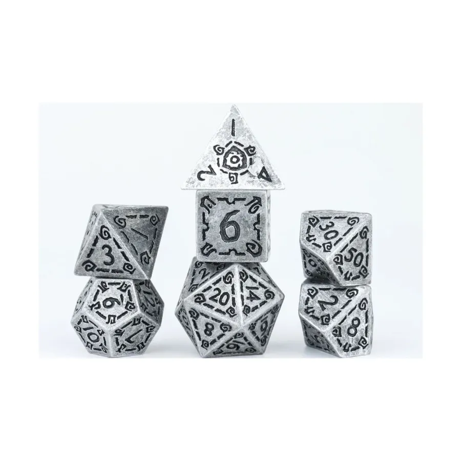 

Набор кубиков — иллюзорный металл — серебро (7), RPG Dice Sets