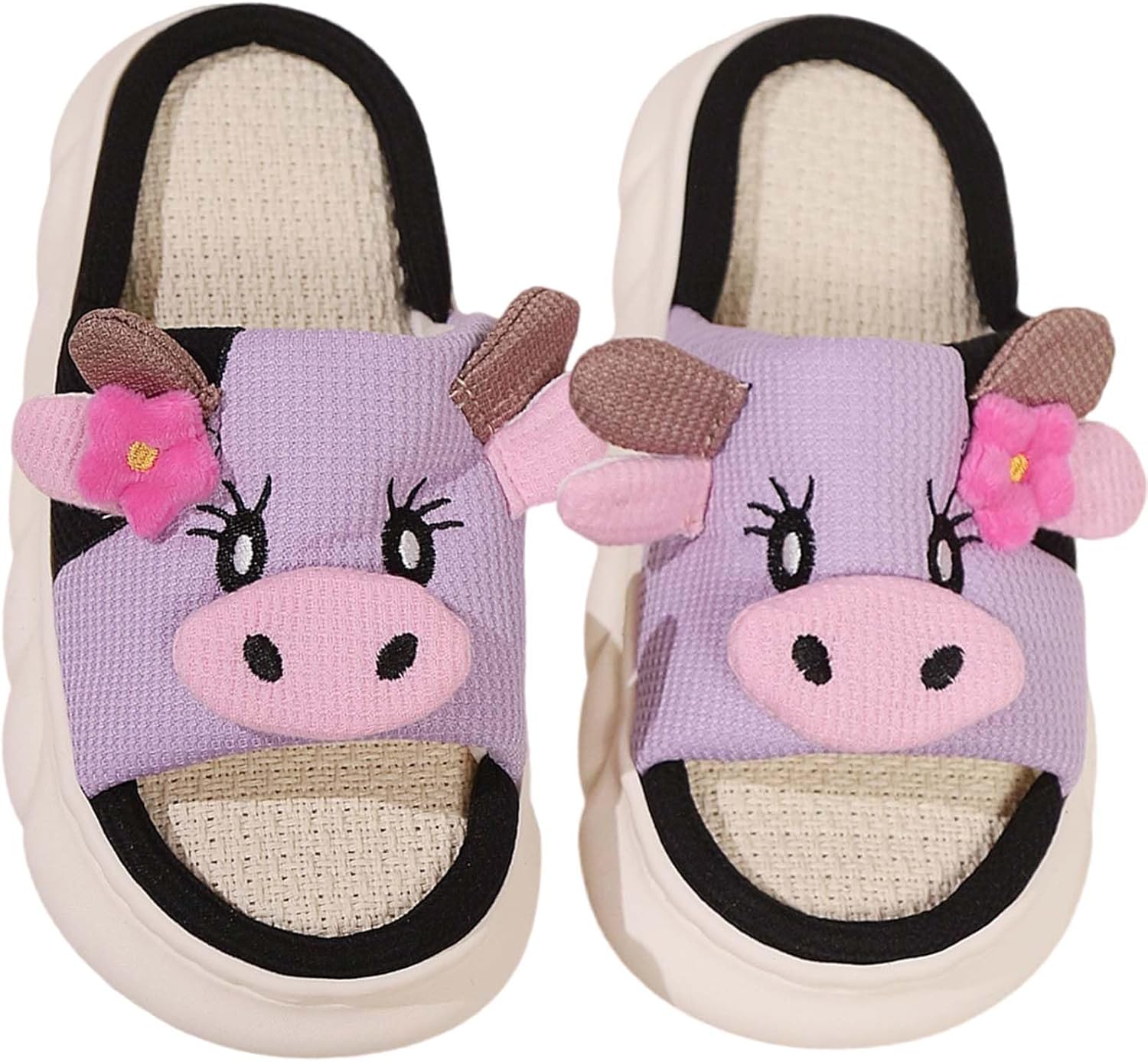 

Тапочки с коровой Aucomfo, животные тапочки для женщин и мужчин, для дома и улицы, для спальни, мягкие и пушистые, забавные тапочки, подарки с коровой, фиолетовый
