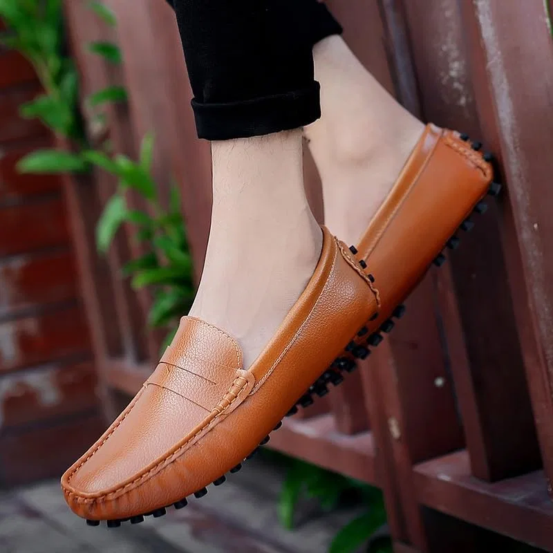 Лоферы из PU кожи мужские, Square Toe, классические, коричневый PUGHGAETZF — фото 2