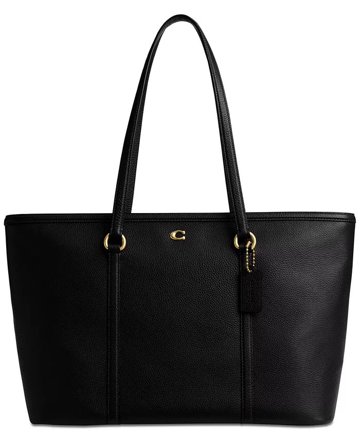 

Эксклюзивная оптовая кожаная сумка-тоут Legacy Large Zip из рельефной кожи Pebble COACH, коричневый/бежевый