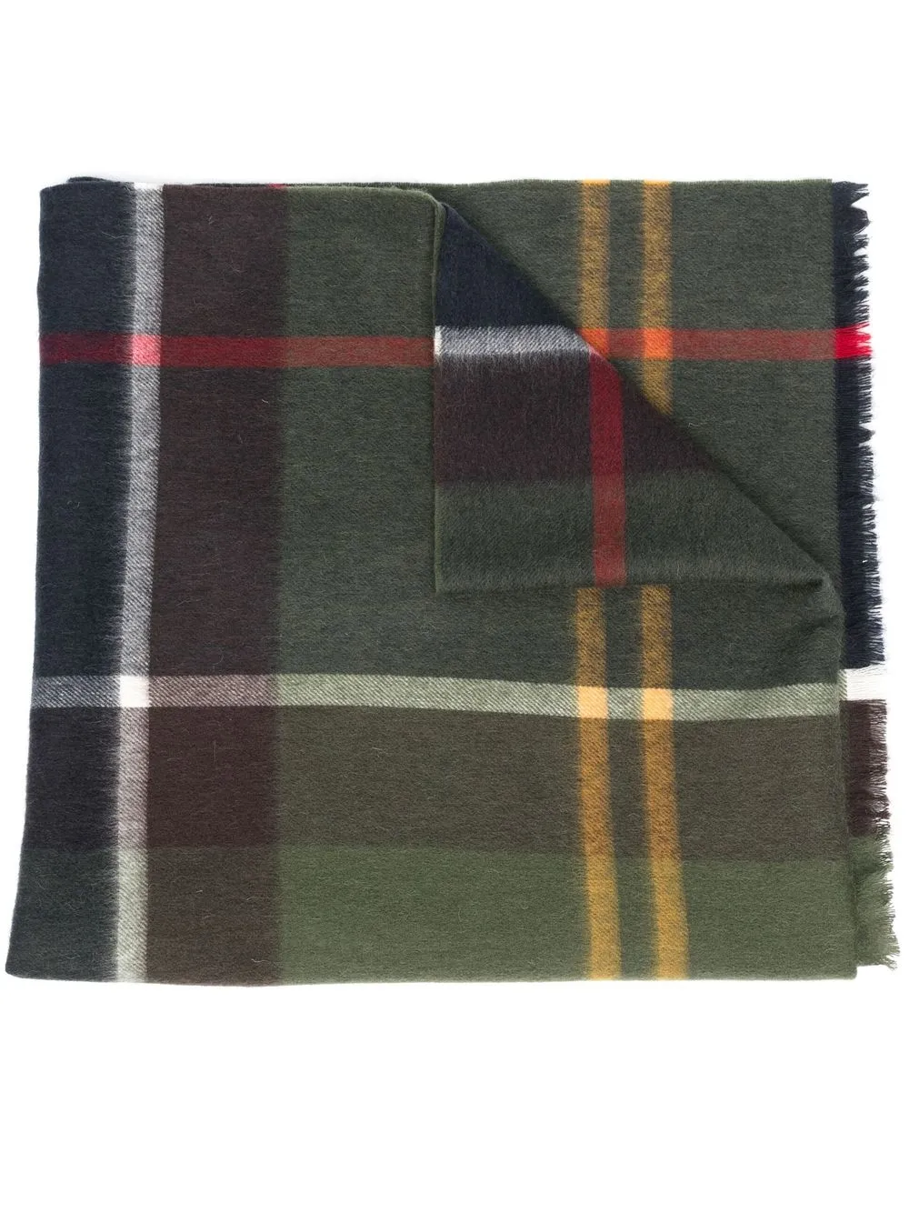 

Шерстяной шарф в клетку тартан Barbour, зеленый