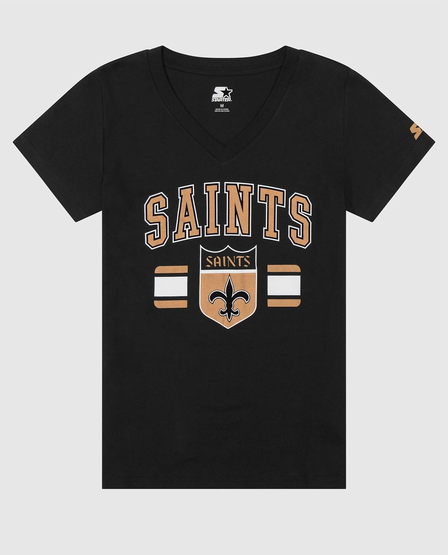 

Женская черная футболка с коротким рукавом и V-образным вырезом New Orleans Saints Touchdown Starter, черный