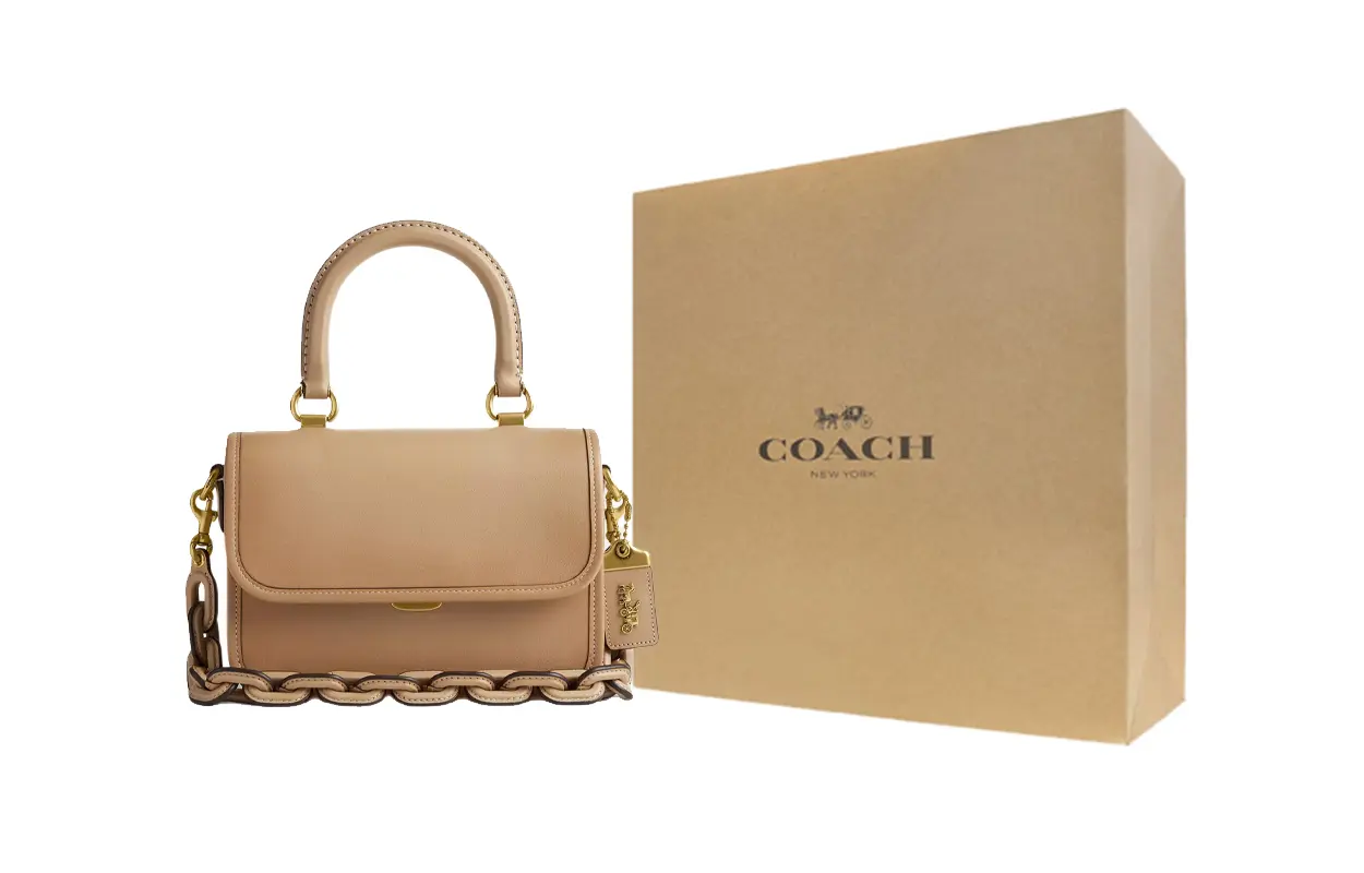 

Кожаная переносная сумка кроссбоди, маленькая женская сумка через плечо brass & beige COACH, Бежевый, Кожаная переносная сумка кроссбоди, маленькая женская сумка через плечо brass & beige COACH