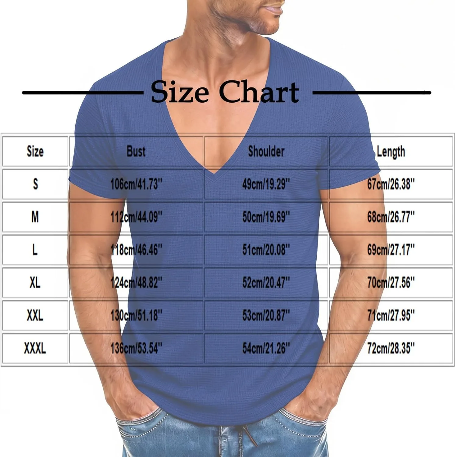 Мужская футболка с глубоким V-вырезом, Waffle Knit, Slim Fit — фото 2