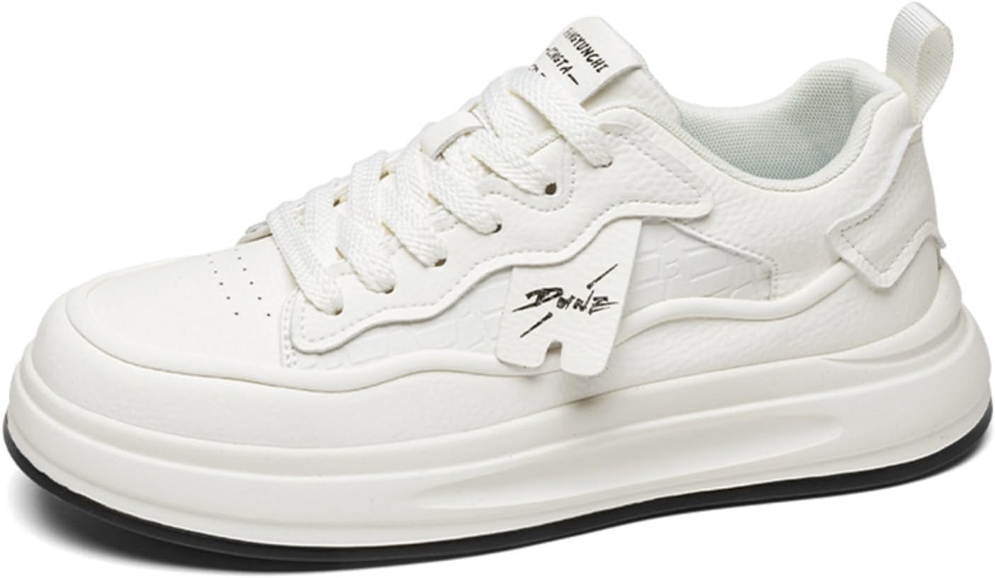 

Мужские белые кроссовки с платформой под крокодила, стильные повседневные шнурованные туфли с толстой подошвой Aokisx