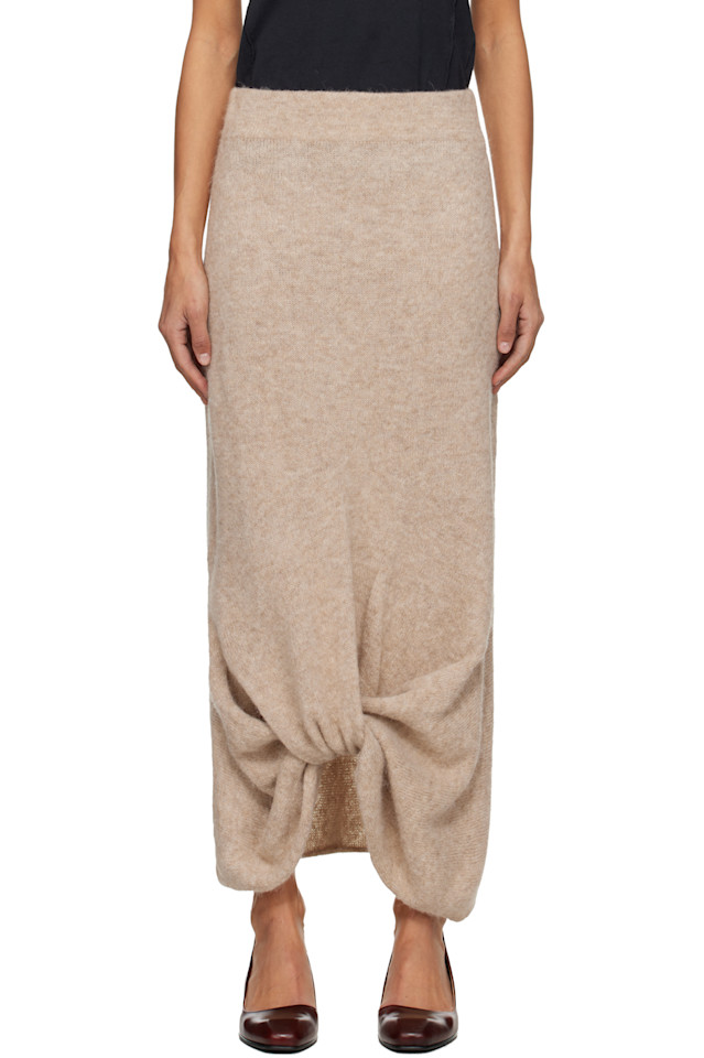 

Lauren Manoogian Бежевая юбка-миди с узлом