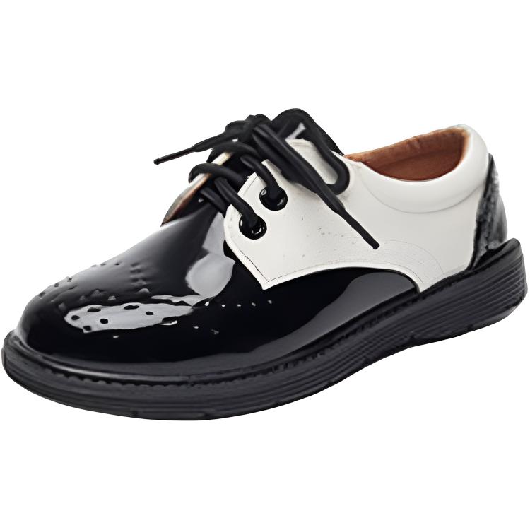 

Износостойкие дышащие низкие детские кожаные туфли для детей Rindu, черный/белый